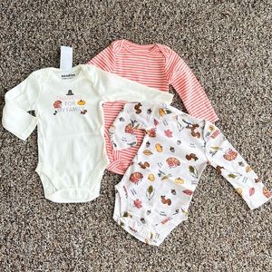 NWT Three Bundles Baby Place  0-3 Mo. Thanksgiving One Pieces